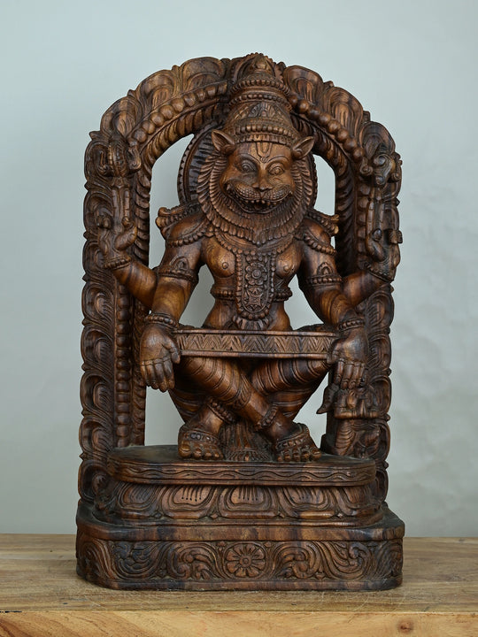 Narasimha Deva Idol in Wood-26"
