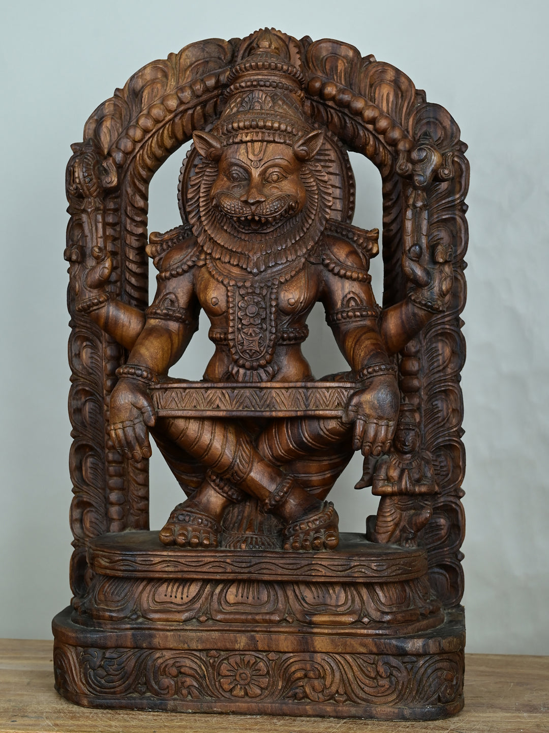 Narasimha Deva Idol in Wood-26"