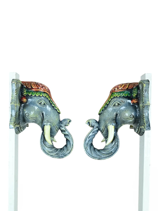 Wooden paired elephant mask