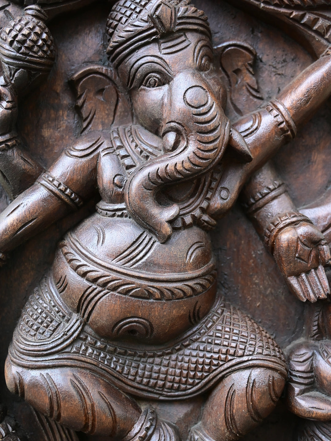 Lord Ganapati Dancing in Three Forms Panel 48"