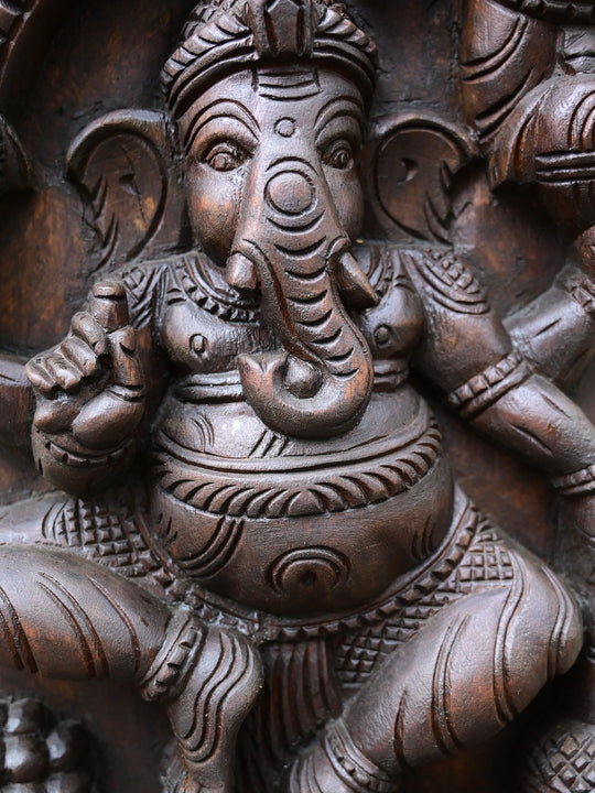 Lord Ganapati Dancing in Three Forms Panel 48"