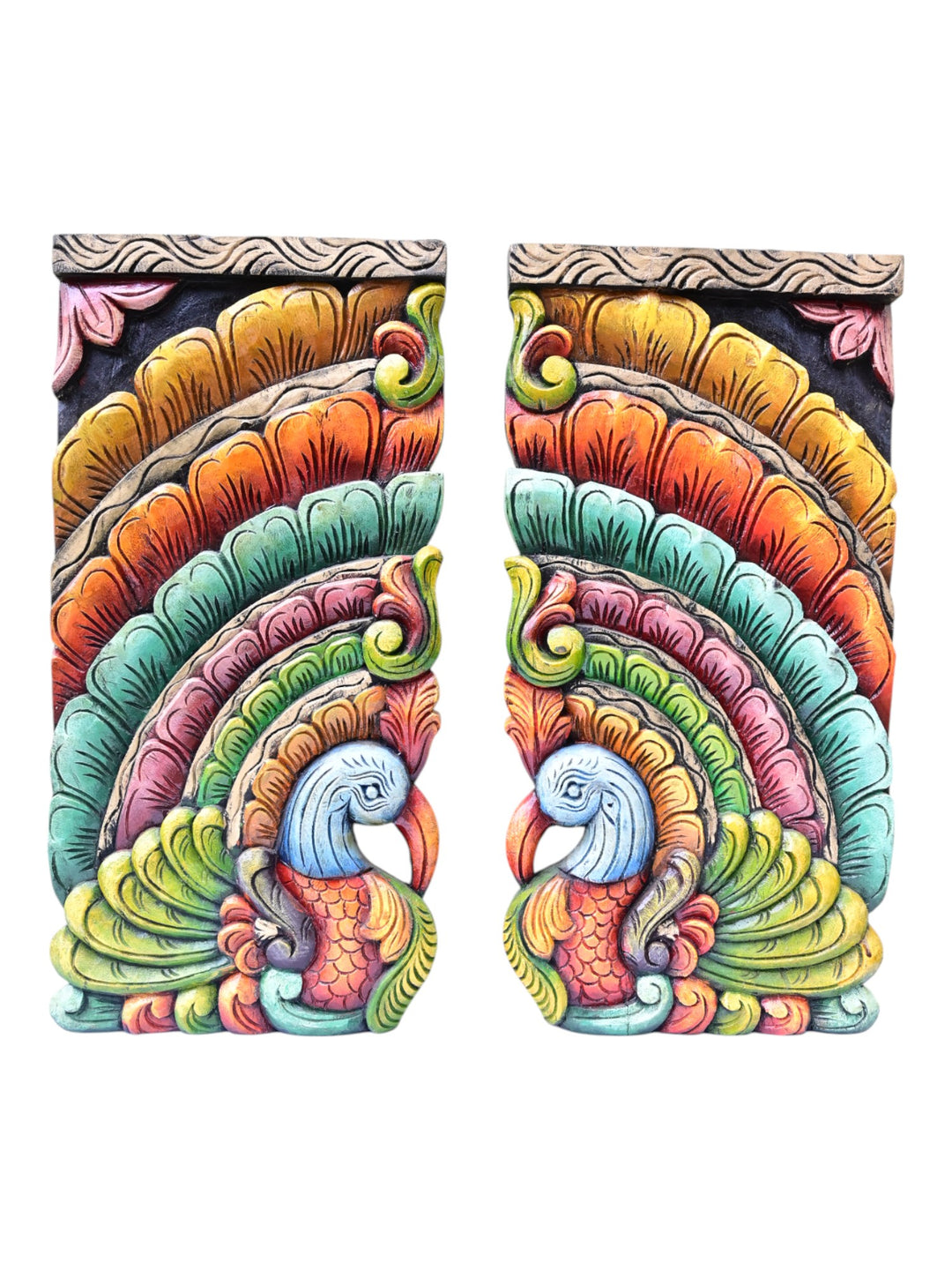 Wood Peacock wall hanging