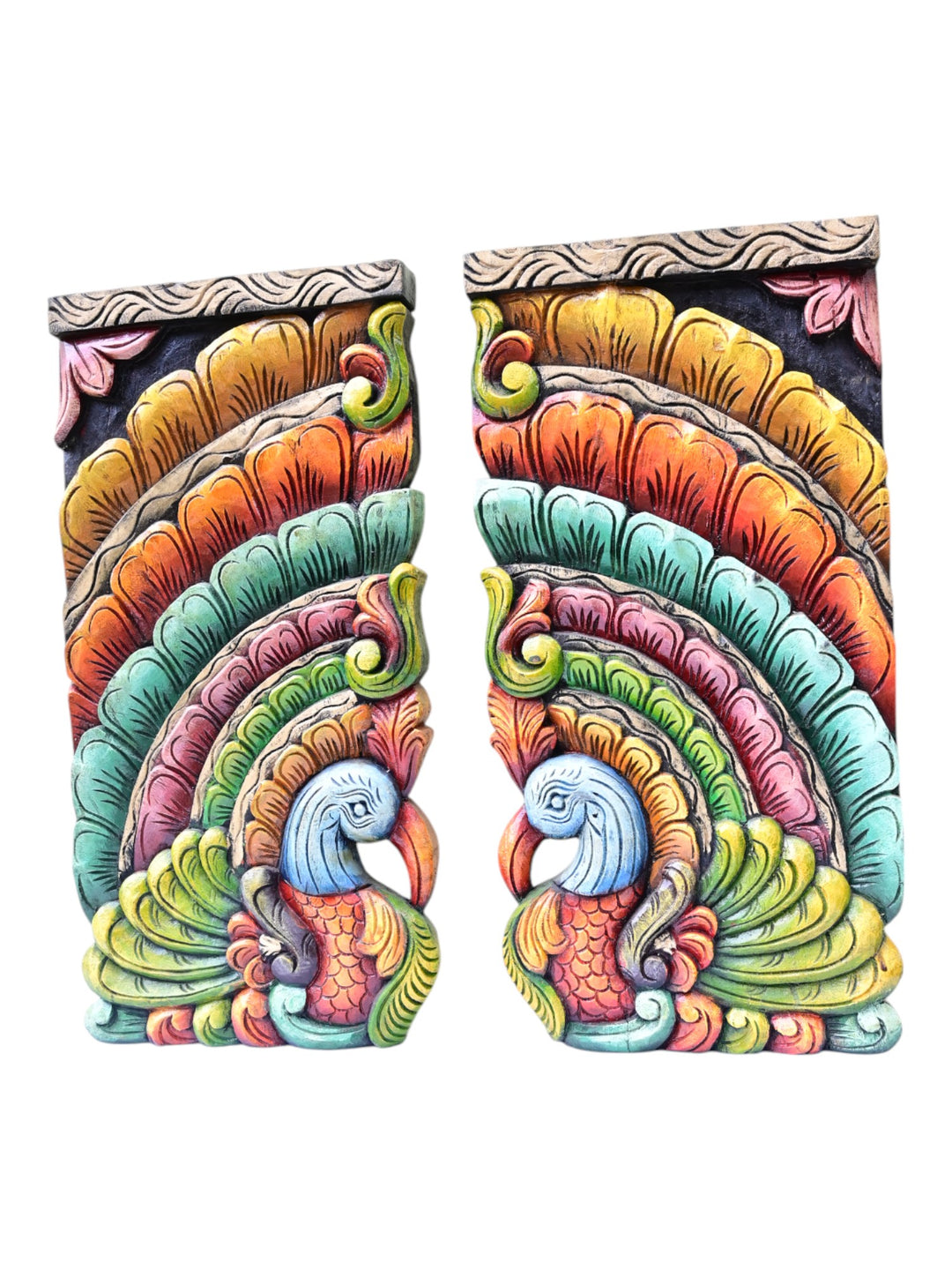 Wood Peacock wall hanging