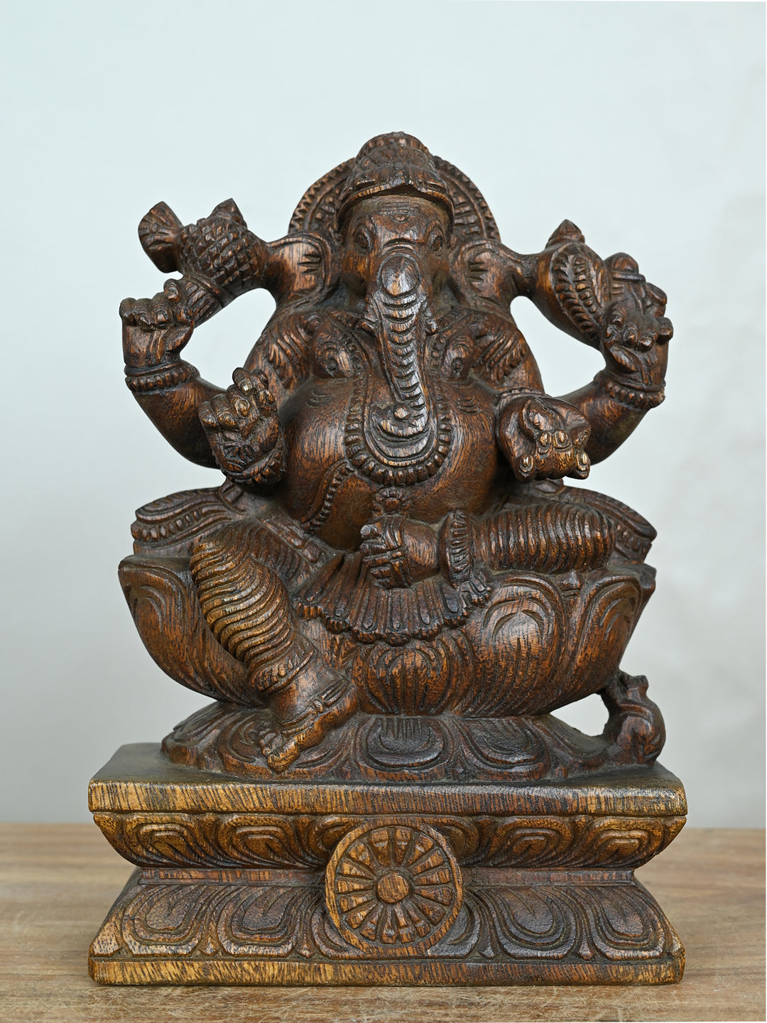 Ganesh Idol in Natural Wood 