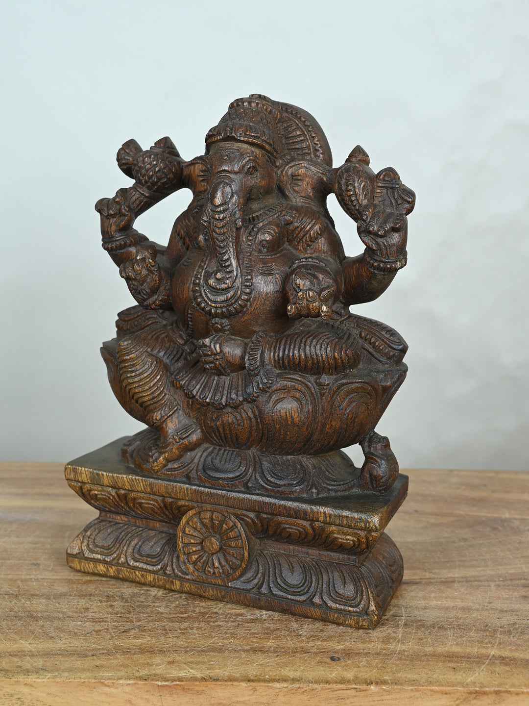 Ganesh Idol in Natural Wood 