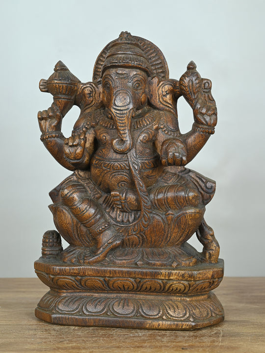 Siddhi Vinayaka wooden statue-12"
