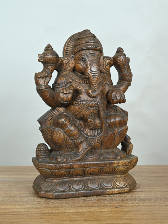 Siddhi Vinayaka wooden statue-12"