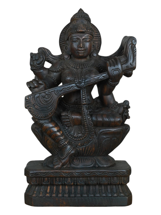 Mother of Wisdom – Saraswati Devi Wooden - 18"