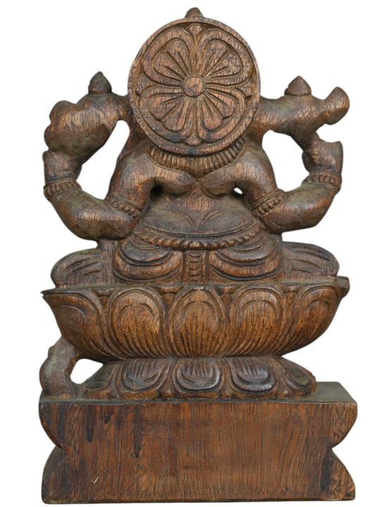 Vaagai Wood Ganapati statue-12"