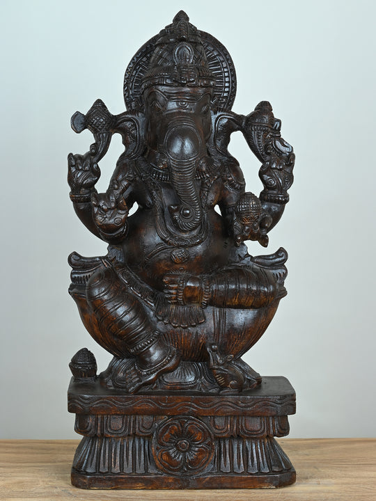 Success-Bringing Ganesha wooden Idol