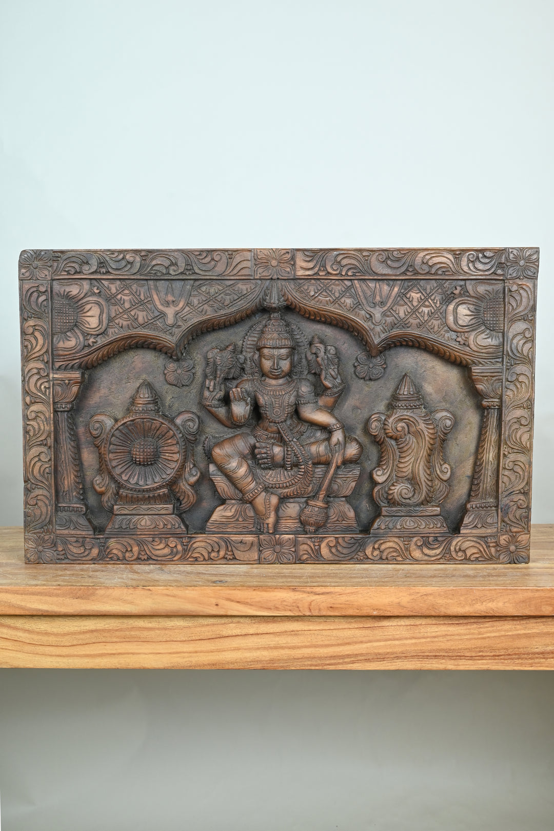 Lord Vishnu Wooden Wall Panel