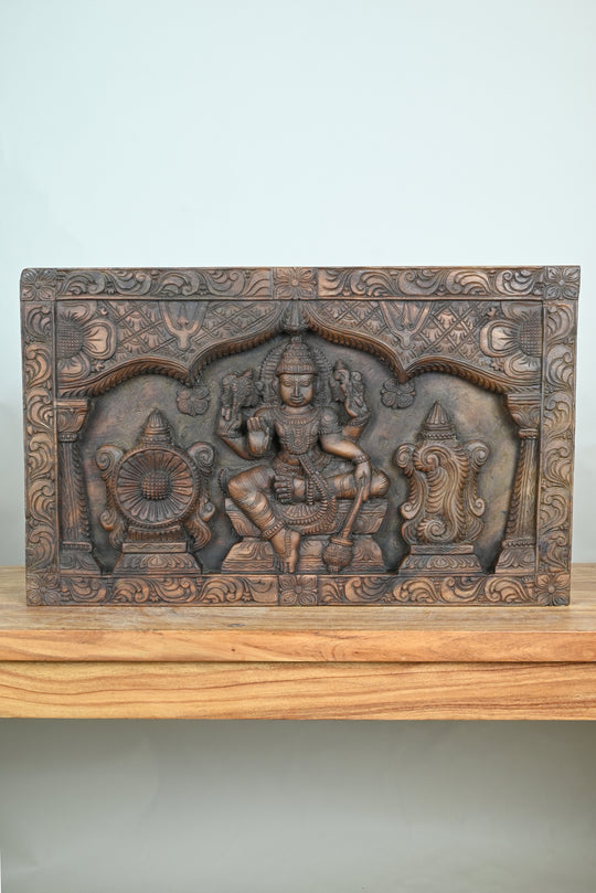 Lord Vishnu Wooden Wall Panel