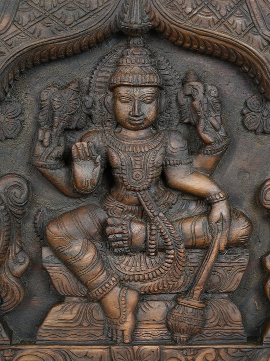 Lord Vishnu Wooden Wall Panel -24"