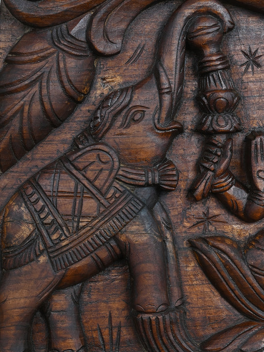 Lakshmi with Elephants Wooden Panel