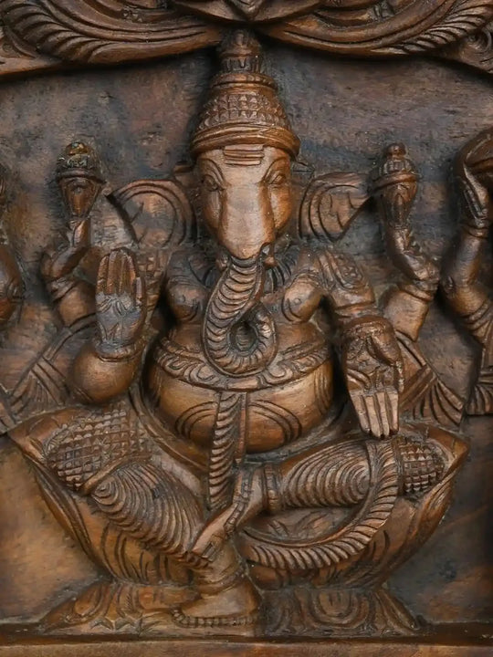 Wooden Ganesha Wall Decor-18"