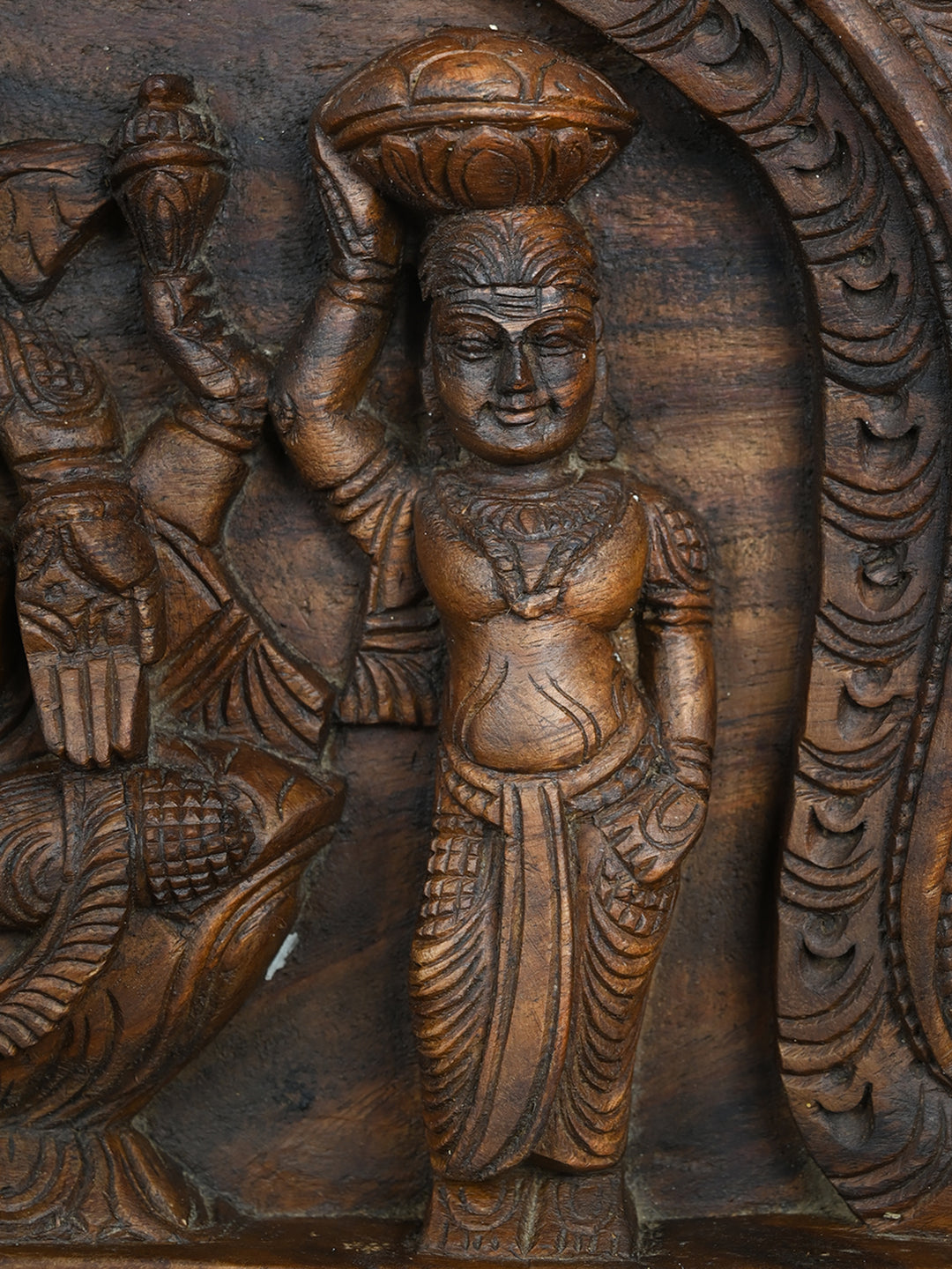 Wooden Ganesha with Riddhi & Siddhi Wall Decor-18"
