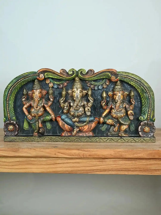 Three Diffrent Ganesh panit Wooden Panel