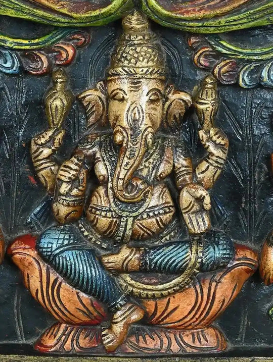 Three Diffrent Ganesh panit Wooden Panel-24"