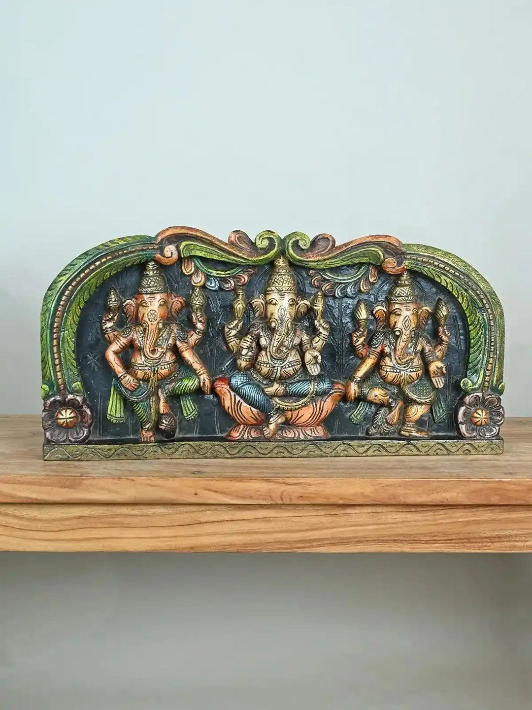 Three Diffrent Ganesh panit Wooden Panel-24"
