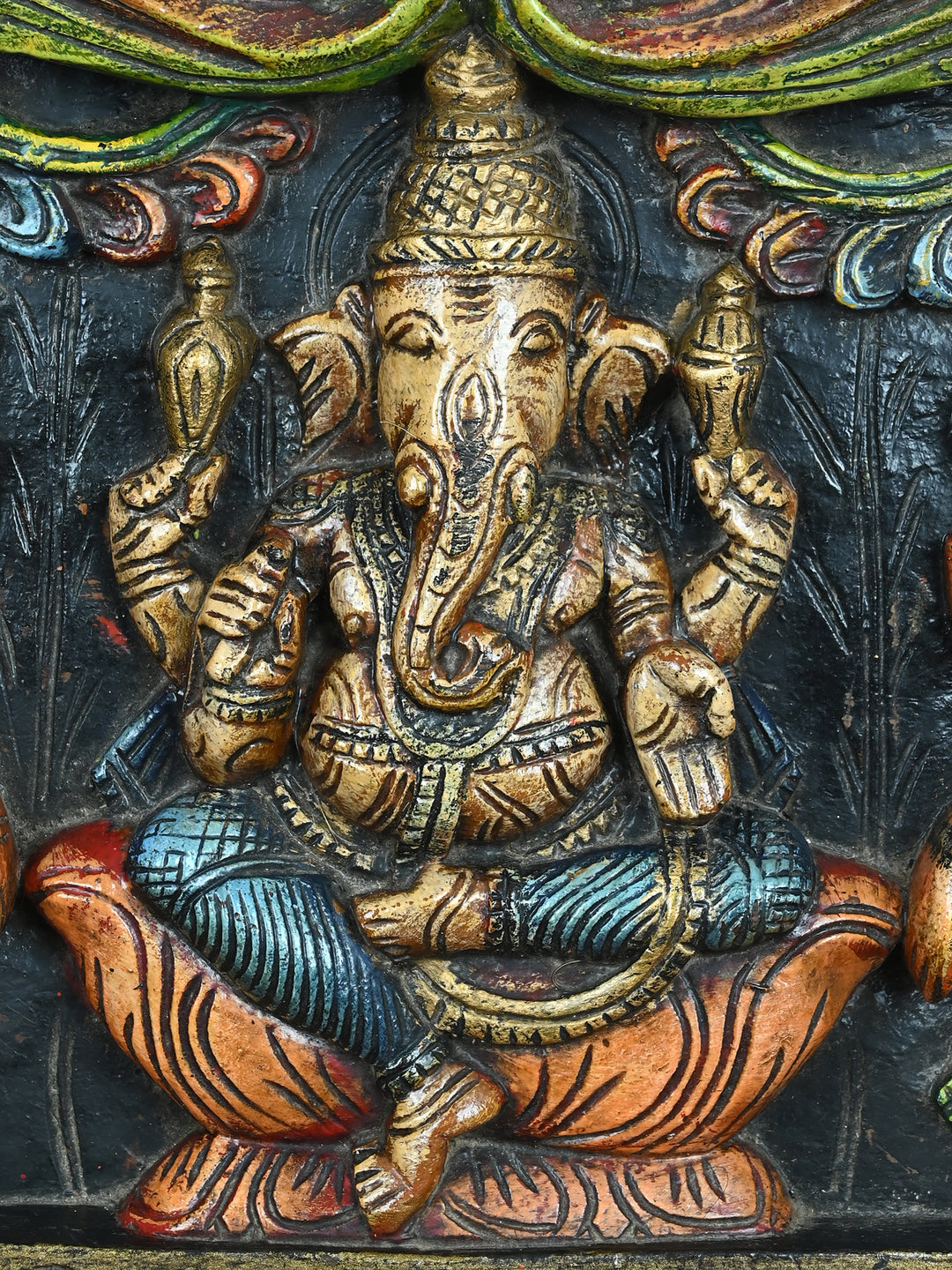 Three Diffrent Ganesh panit Wooden Panel-24"