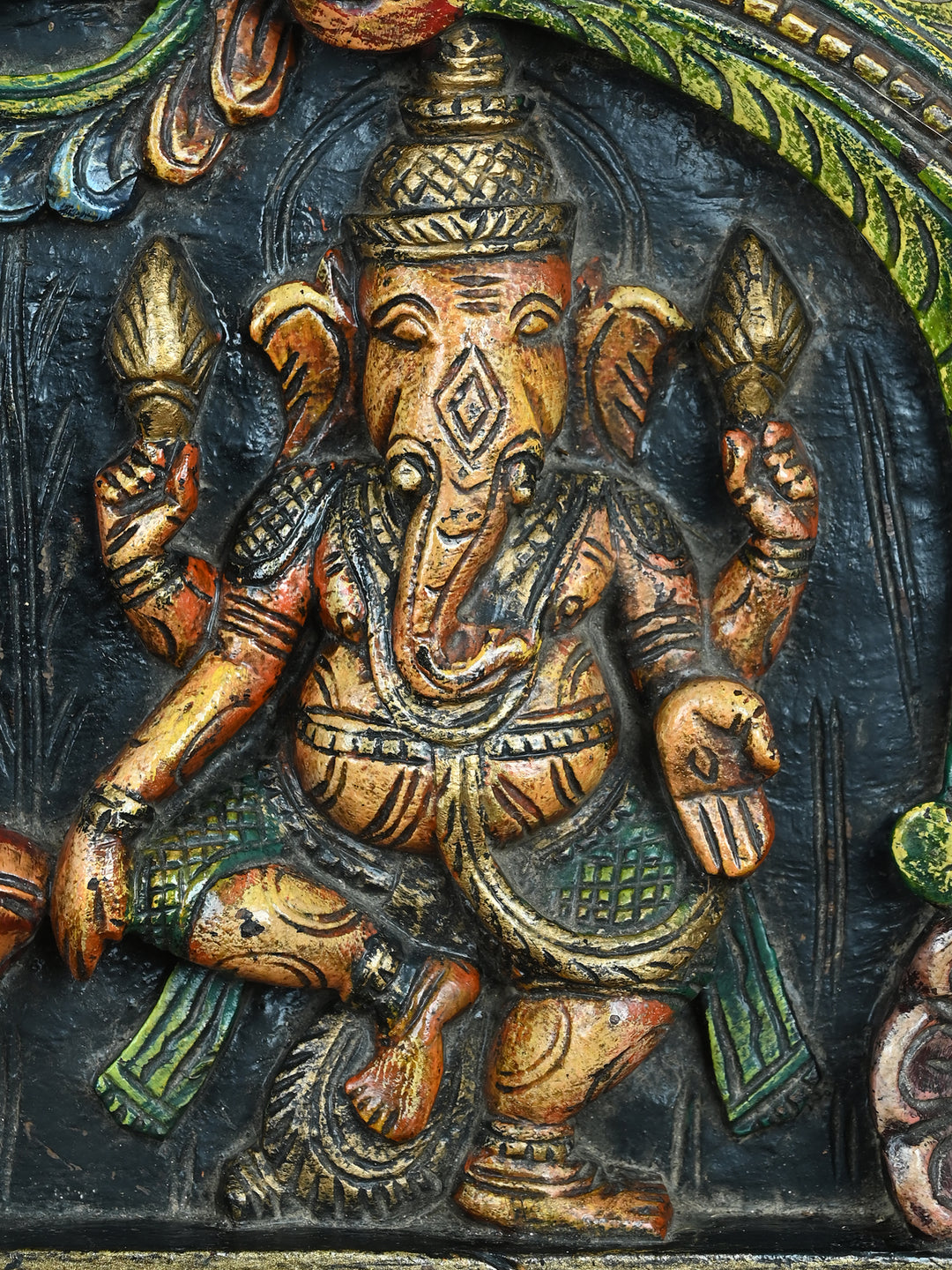 Three Diffrent Ganesh panit Wooden Panel-24"