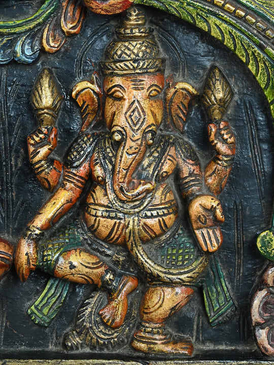 Three Diffrent Ganesh panit Wooden Panel-24"