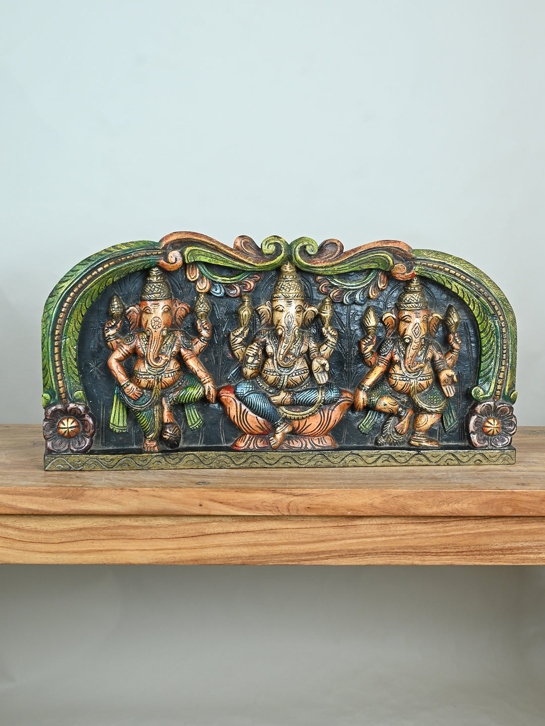 Three Diffrent Ganesh panit Wooden Panel-24"
