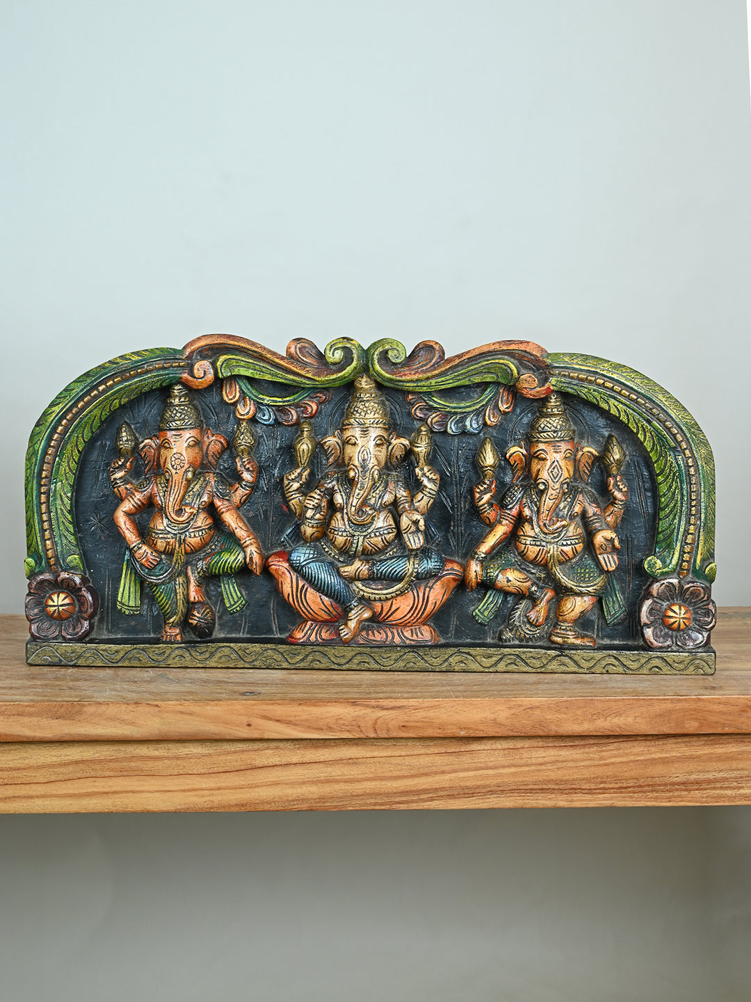 Three Diffrent Ganesh panit Wooden Panel-24"