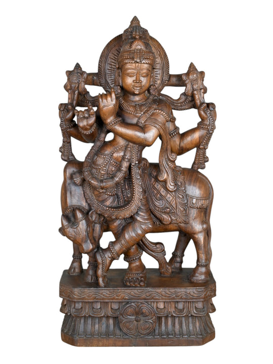 Wooden Krishna statue