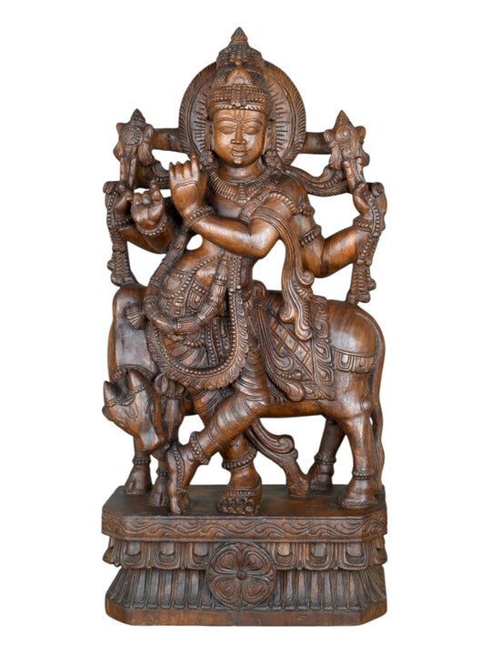 Wooden Krishna statue