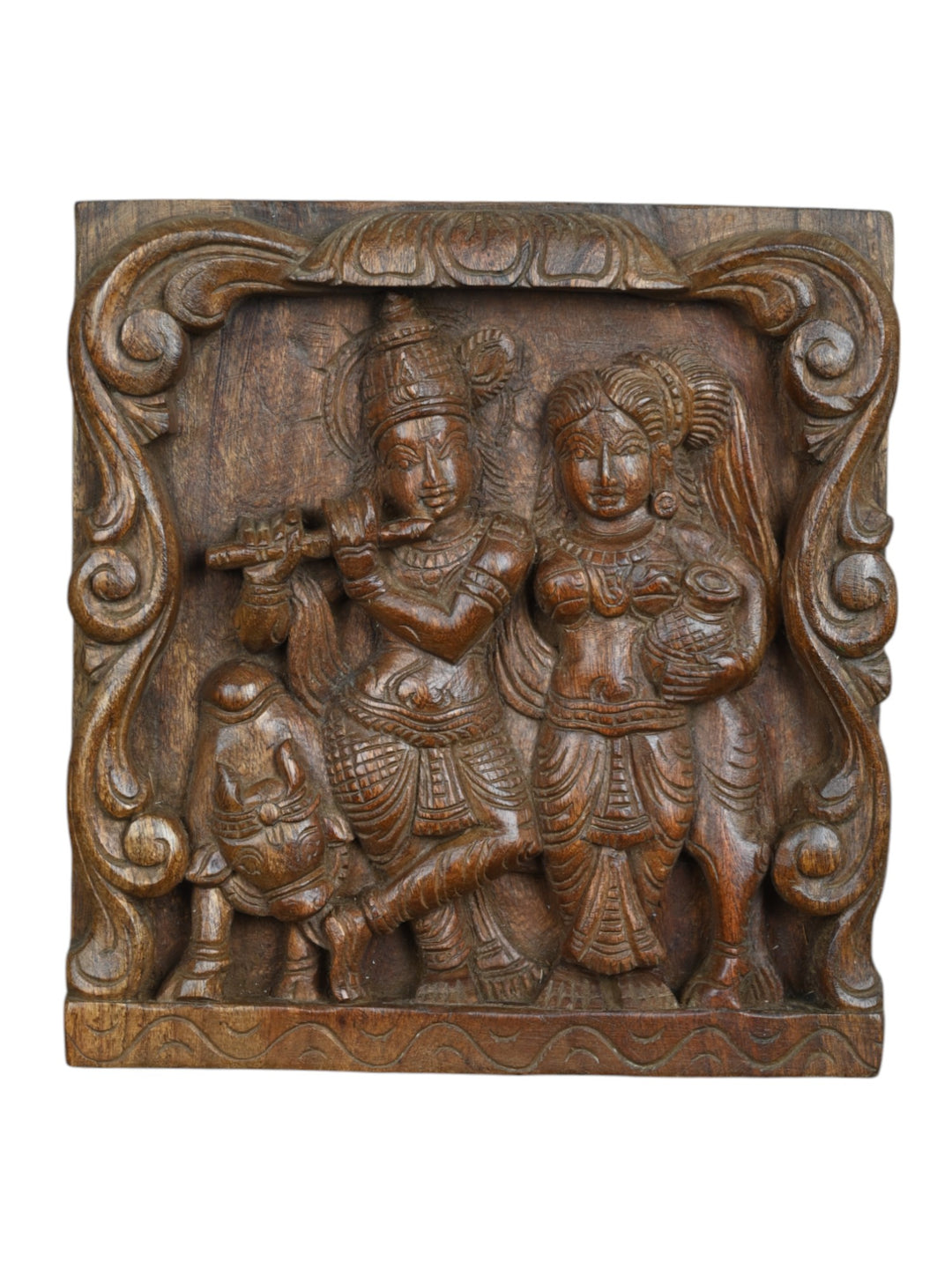 Wood Radha Krishna wall hanging