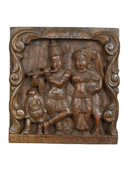 Wood Radha Krishna wall hanging