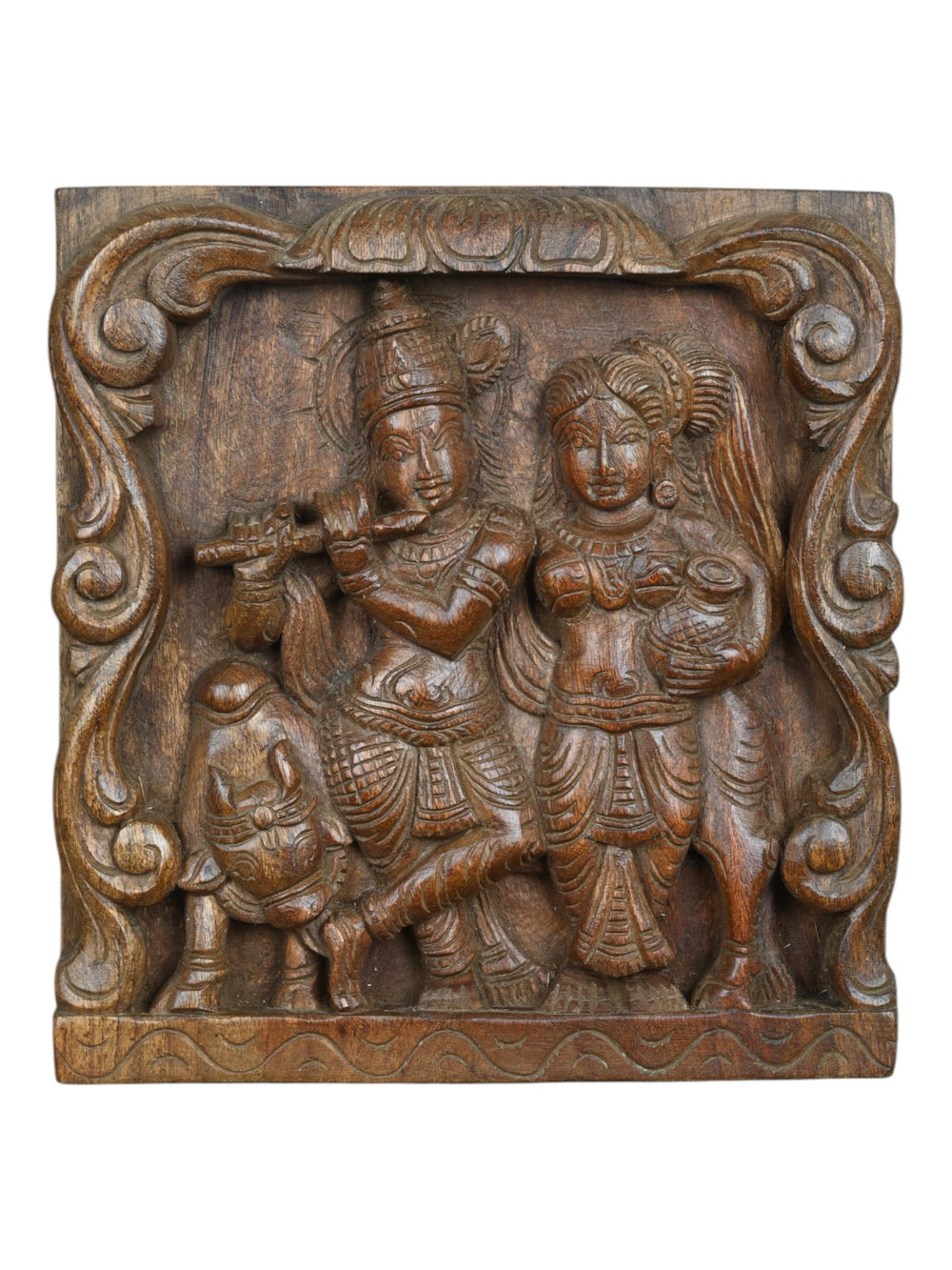 Wood Radha Krishna wall hanging