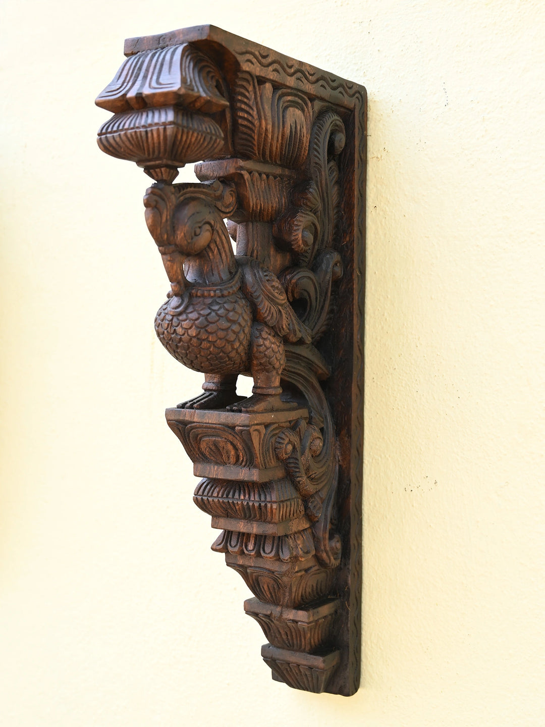 Graceful Peacocks Wooden Wall Bracket-23"
