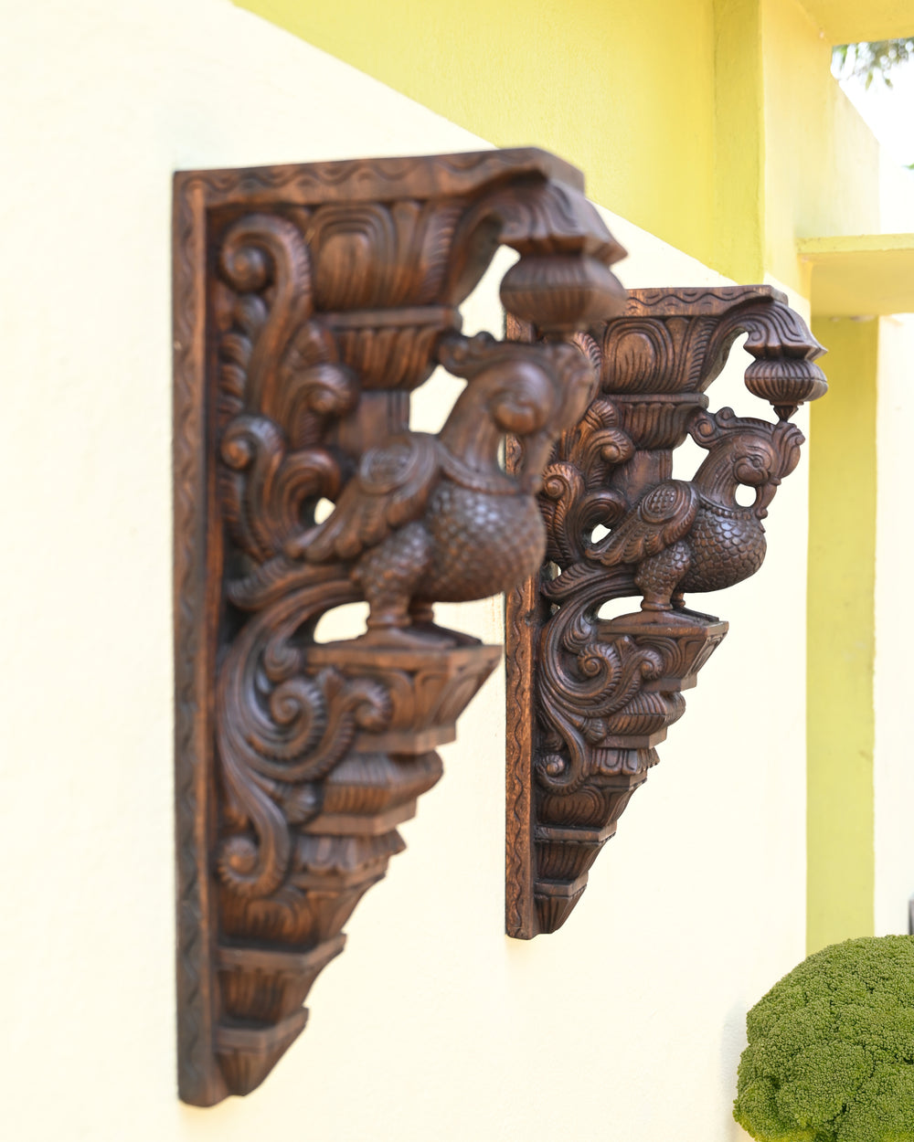 Peacock Pair in Wood