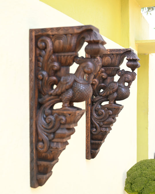 Peacock Pair in Wood