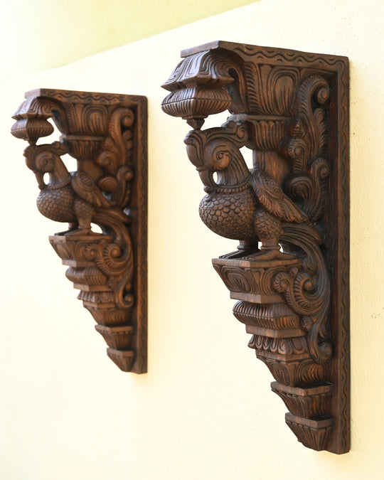 Peacock Pair in Wood