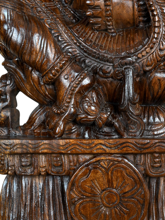 3 Ft Wooden Ganapati Idol