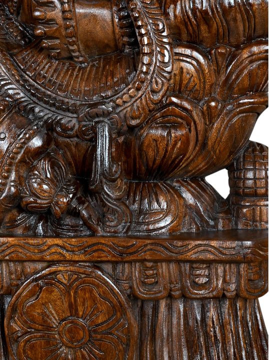 3 Ft Wooden Ganapati Idol