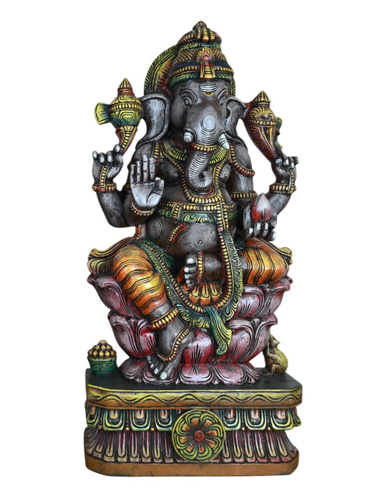 Wooden Lord Ganesha statue 