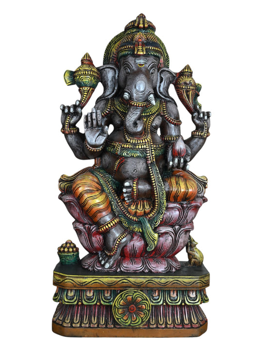Wooden Lord Ganesha statue 