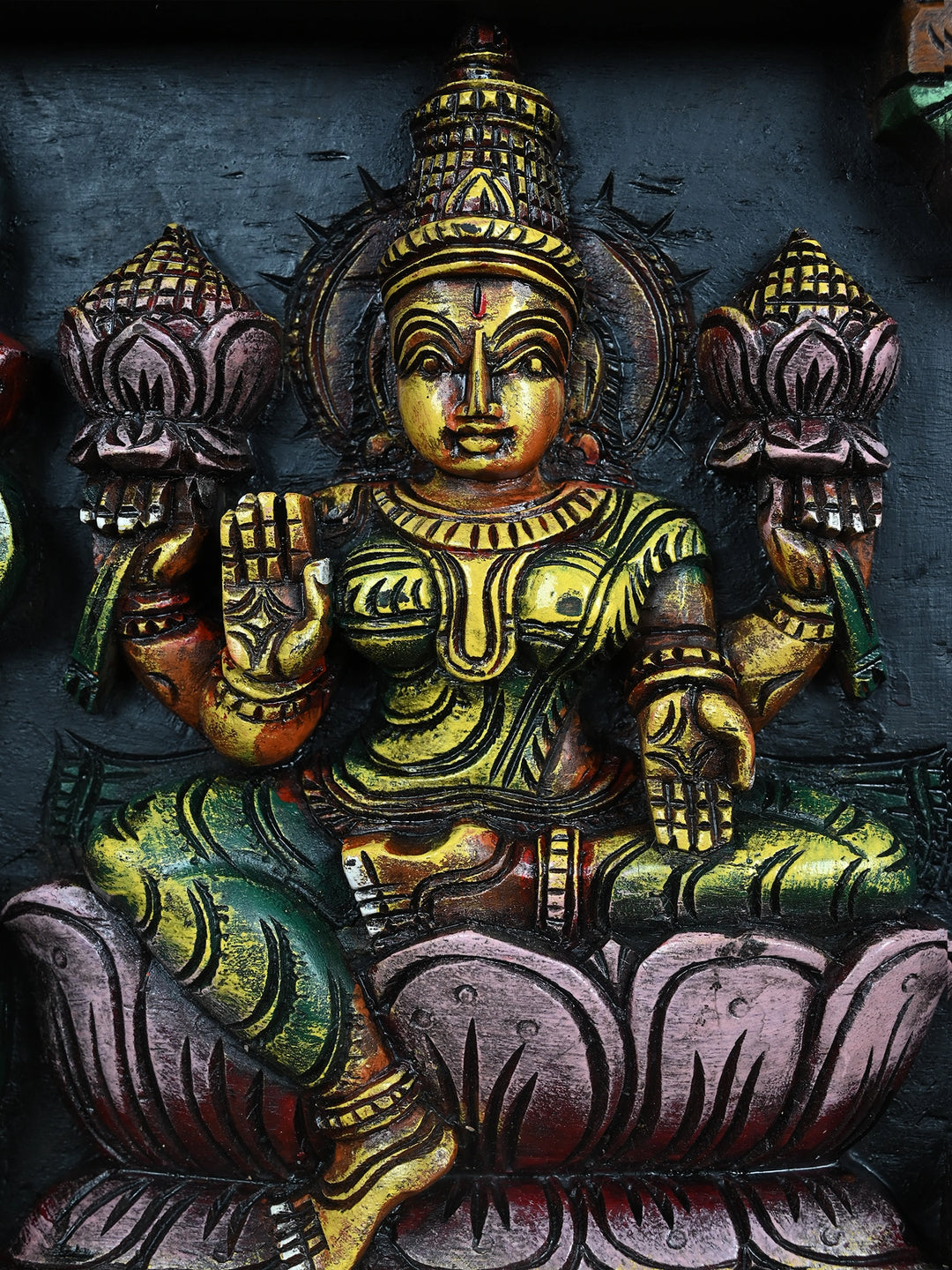 Great Triad of Lakshmi, Ganesha, and Saraswati Panel 34"