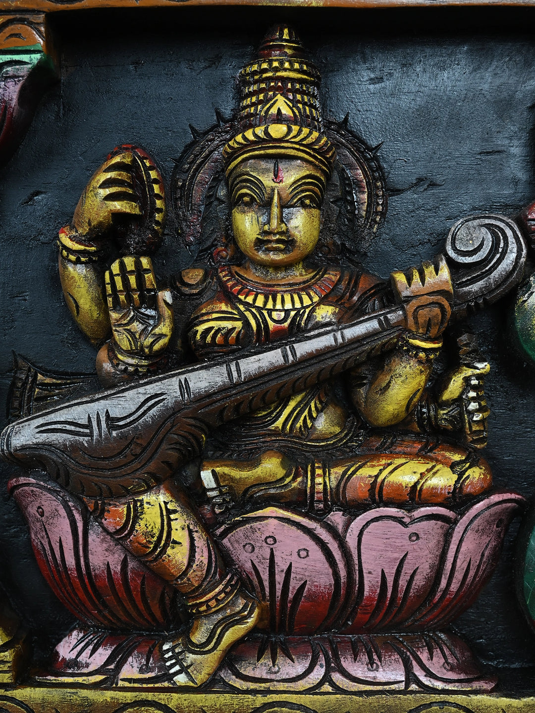 Great Triad of Lakshmi, Ganesha, and Saraswati Panel 34"