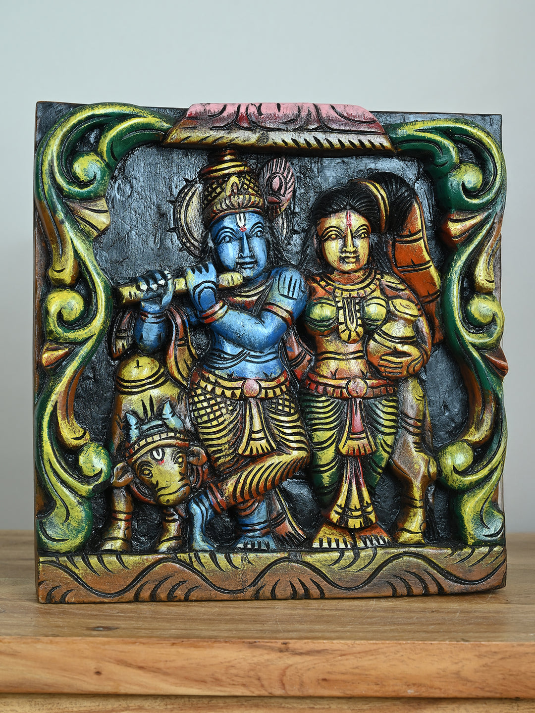 Shree Radha Krishna – Crafted in Wood-12"
