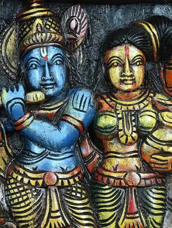 Shree Radha Krishna – Crafted in Wood-12"