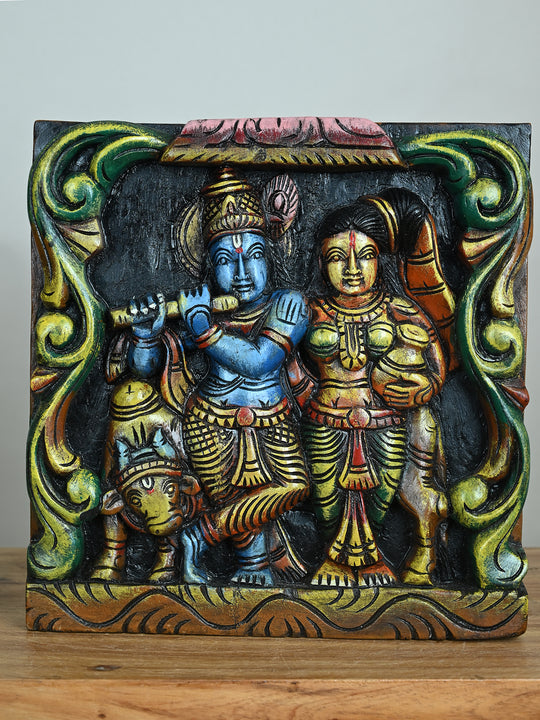 Shree Radha Krishna – Crafted in Wood-12"