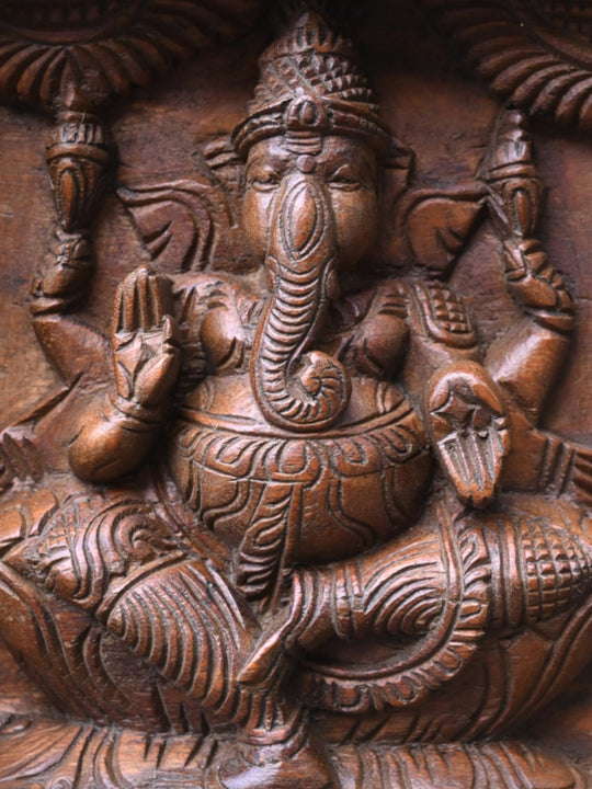 Wooden Panel of Three Deities-48"