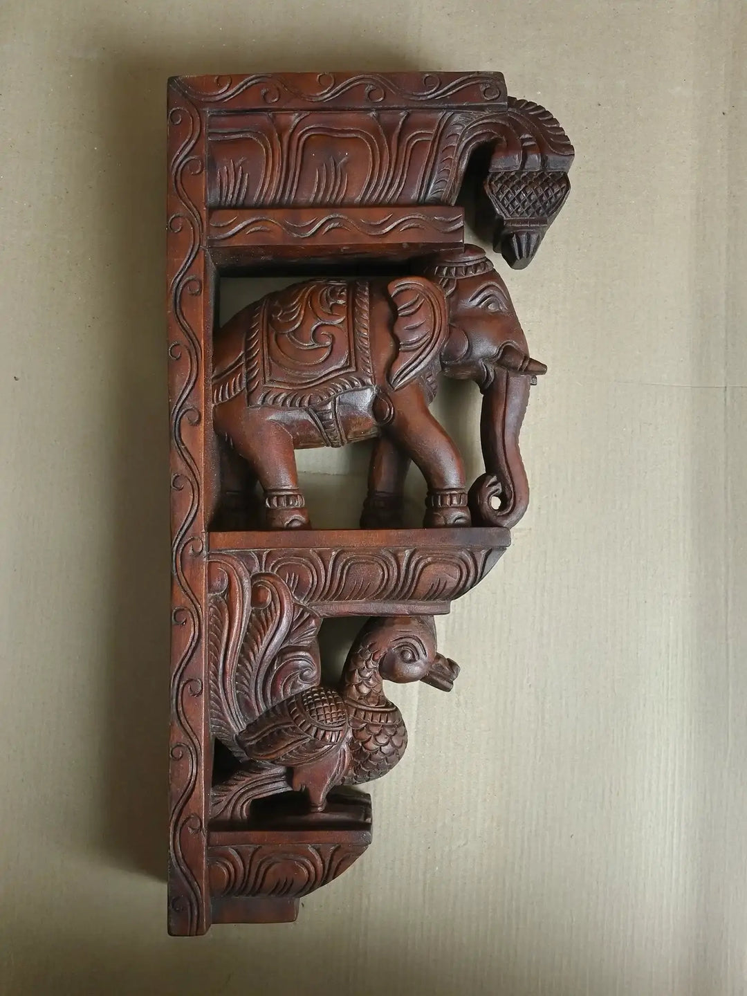 Decorative Elephant With Hamsa wall brackets 24"
