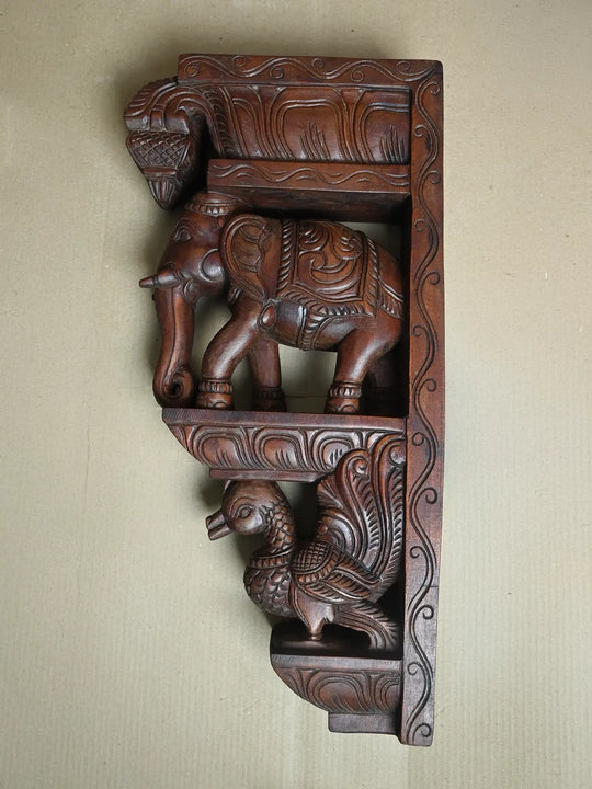 Decorative Elephant With Hamsa wall brackets 24"