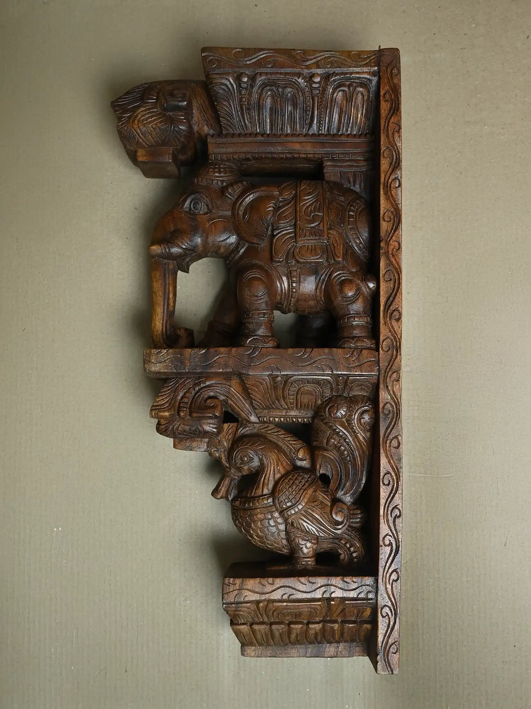 Elegance Elephant With Hamsa Wall Brackets 24"
